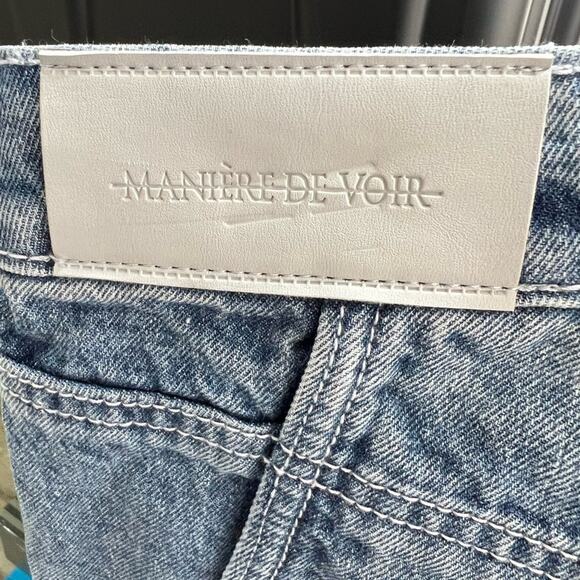 Maniere De Voir 10 Cargo Jeans Washed Blue Baggy Denim Multi Pockets 90s Fit NWT - Picture 4 of 7